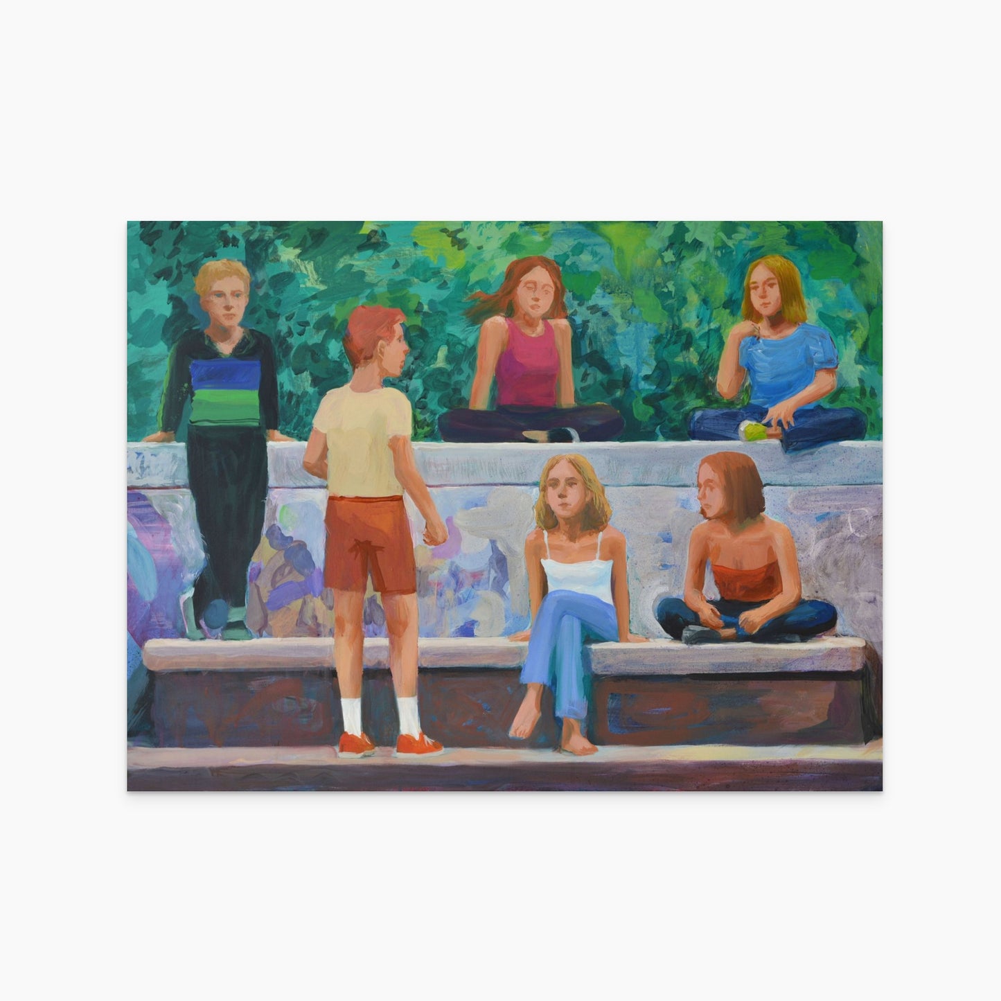 Sechs Figuren auf der Brücke