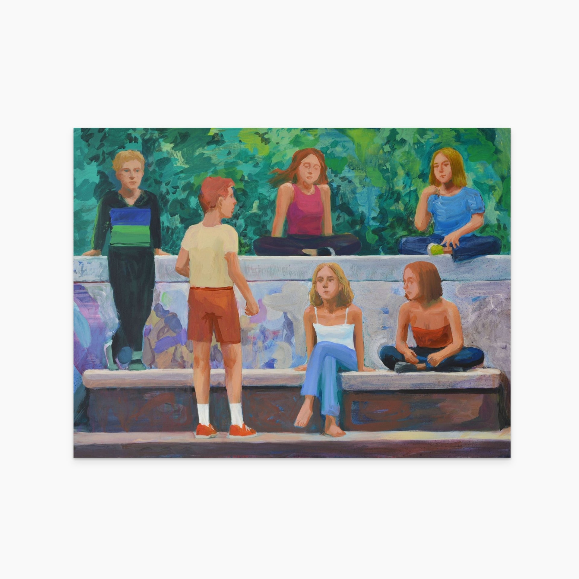 Sechs Figuren auf der Brücke